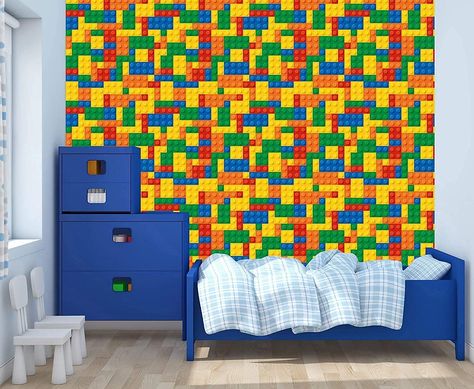 Peel and Stick Wallpaper, Playroom Blocks Legos Theme Wallpaper Mural for Interior Design, Decor You Walls for Any Occasion (R11) (24" x 48") - - Amazon.com Lego Bedroom Decor, Childrens Ministry Decor, Wallpaper For Kids Room, Wallpaper For Kids, Kids Room Interior Design, Murals For Kids, Interior Design Decor, Space Bedroom, Lego Room