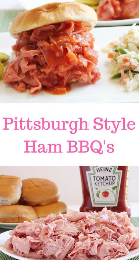 Ham Bbq Recipe, Ham Barbecue Recipe, Ham Bbq, Ham Sandwich Recipes, Pittsburgh Food, Barbecue Sandwiches, Sandwhich Recipes, Bbq Recipe, Barbeque Recipes