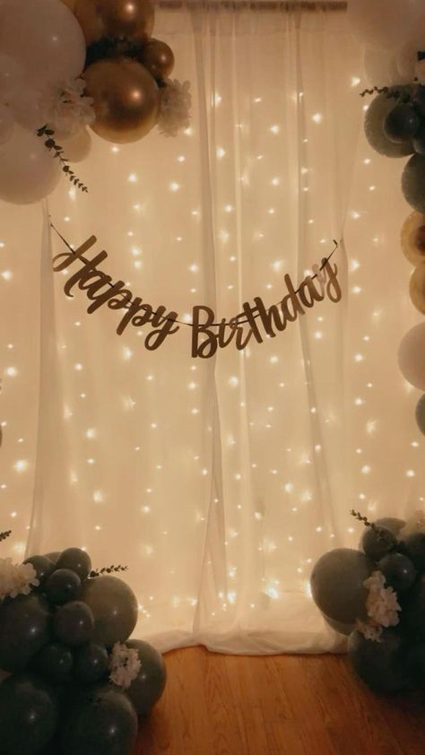 Simple 21st Birthday Decorations At Home, Birthday Decoration In Garden, Simple Birthday Wall Decor, Cute And Simple Birthday Decorations, Simple Bday Decoration Ideas, 20th Birthday Decoration Ideas At Home, Birthday Curtain Backdrop Ideas, 18th Birthday Room Decorations, Birthday Decoration Ideas At Home Simple Diy