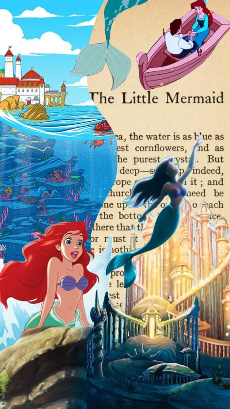 Disney Wallpaper Ariel, Ariel Wallpaper Aesthetic, Little Mermaid Wallpaper Iphone, Ariel Wallpaper Iphone, Ariel Collage, Disney Princess Collage, The Little Mermaid Wallpaper, The Little Mermaid Aesthetic, Mermaid Wallpaper Iphone