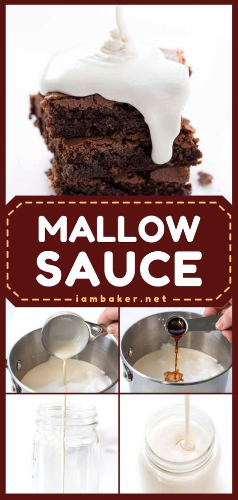 Looking for more no-bake desserts? Try this Mallow Sauce! This sticky, ooey-gooey marshmallow topping can be added to foods from ice cream to coffee to fruit. This dessert idea is a must-try! Mallow Cream Recipe, Marshmallow Sauce For Coffee, Marshmallow Sauce For Ice Cream, Vanilla Marshmallow Frosting, Marshmallow Topping For Ice Cream, Marshmallow Ice Cream Topping, Melted Marshmallow Recipes, Marshmallow Glaze Recipe, Chocolate Marshmallow Ice Cream Recipe