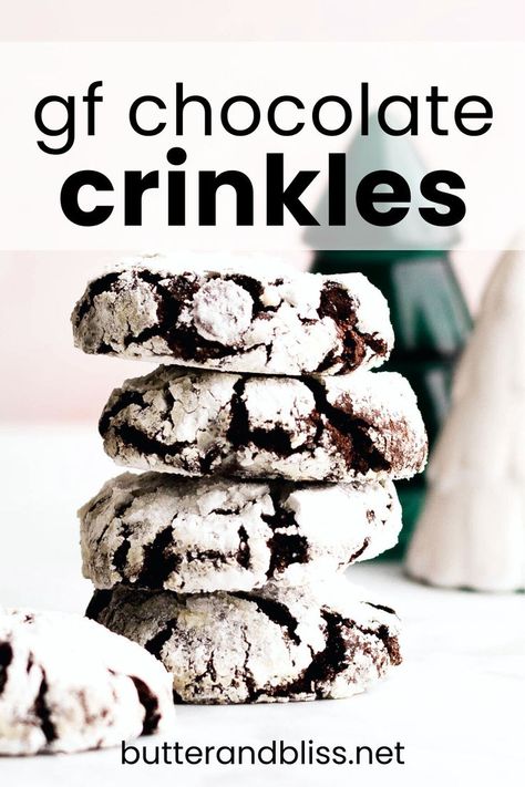 These gluten-free chocolate crinkle cookies are the perfect addition to your Christmas cookie baking. With their iconic crackly white exterior and soft, fudgy center. Small Batch Cookie, Small Batch Cookie Recipe, Chocolate Crinkle Cookies Recipe, Small Batch Cookies, Gf Cookies, Crinkle Cookies Recipe, Chocolate Crinkle, Chocolate Crinkle Cookies, Chocolate Crinkles