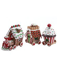 Kurt Adler 3-piece Claydough 3D LED Gingerbread Train Candy Train, Gingerbread Train, Train Decor, Gingerbread Christmas Decor, Candy House, Christmas Gingerbread House, Christmas Train, Stocking Tree, Kurt Adler