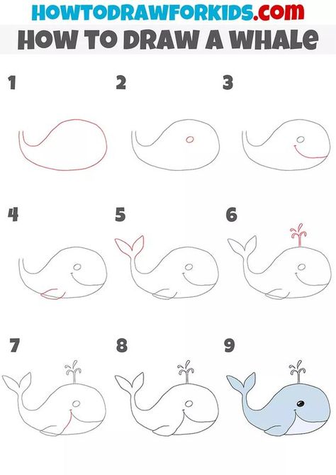 How to Draw a Whale Drawings step by step for kids #drawingsstepbystepforkids Drawing ideas #drawingideas Drawing ideas for kids #drawingideasforkids 6.94 Draw Whale, Draw A Whale, Christmas Drawings For Kids, Easy Fish Drawing, Super Easy Drawings, Easy Halloween Drawings, Landscape Drawing Easy, Sea Creatures Drawing, Step By Step Sketches