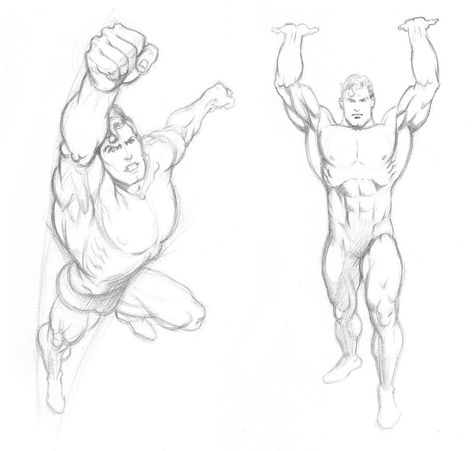 Superman Poses, Comic Art Sketch, Drawing Superheroes, Comic Book Art Style, Sketch Poses, Human Figure Drawing, Arte Dc Comics, 인물 드로잉, Anatomy Drawing