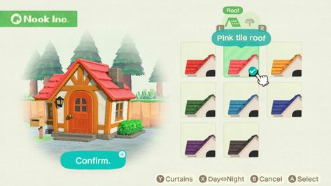 Green Roof House, Aqua Tiles, Ac Ideas, Mailbox Design, Animal Crossing Guide, Red Tiles, Acnh Inspo, Pink Tiles, Net Curtains