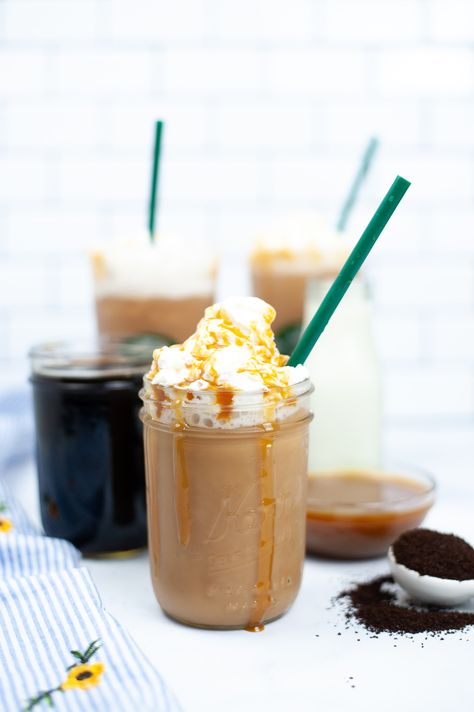 Vegan Frappuccino Recipe, Vegan Frappuccino, Dairy Free Starbucks, Vitamix Ice Cream, Blended Coffee Recipes, Blended Coffee Drinks, Coffee Frappuccino, Homemade Frappuccino, Iced Cappuccino