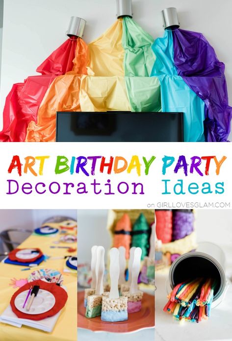 Art Birthday Party Decorations, Easy Birthday Party Decorations, Artist Birthday Party, Birthday Party Decoration Ideas, Art Party Decorations, Art Themed Party, Painting Birthday Party, Artist Birthday, Simple Birthday Party