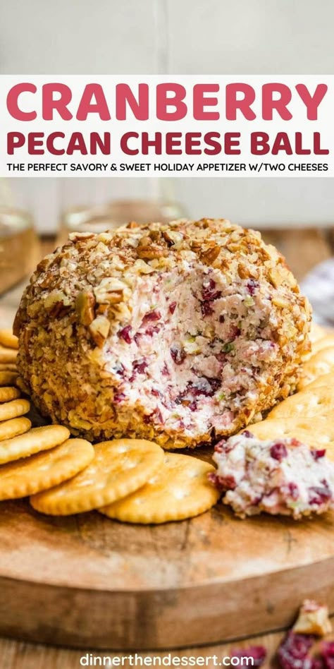 Cranberry Pecan Cheese Ball is a great snack for a holiday party. Serve the soft creamy, savory, and sweet cheeseball with crackers to share! Cranberry Cheeseball, Cranberry Pecan Cheese Ball, Pecan Cheese Ball, Cheese Ball Recipes Easy, Cream Cheese Ball, Cranberry Cheese, Appetizers Easy Finger Food, Finger Foods Easy, Cheese Ball Recipes