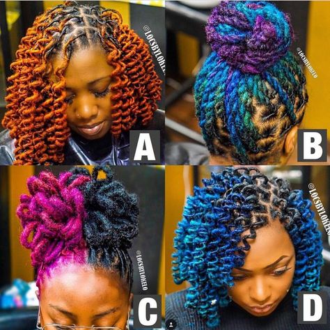 colored locs Dreads Black Women, Dyed Dreads, Colored Locs, Colored Dreads, Dreads Styles For Women, Twist Cornrows, Dread Styles, Dreads Girl, Short Locs Hairstyles