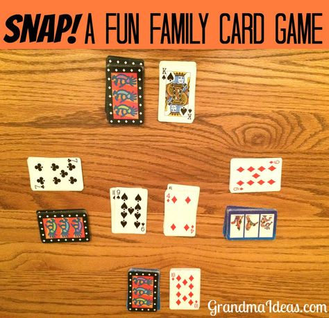 Snap is a fun family card game for all ages. Click to learn how to play. Snap Card Game, Geek House, Family Card Games, Fun Card Games, Card Games For Kids, Playing Card Games, Family Fun Night, Family Fun Games, Family Cards