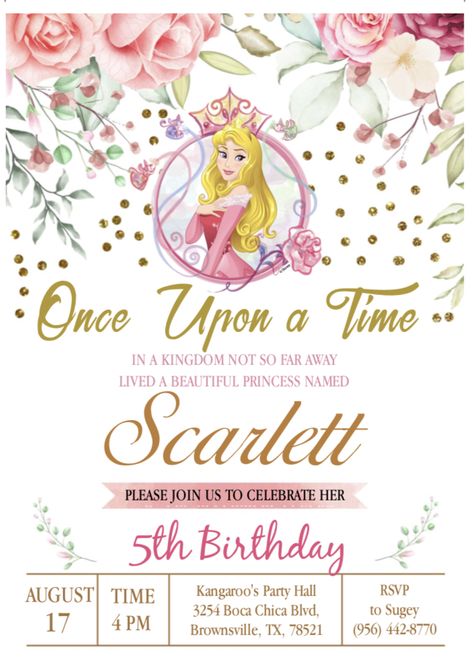 Sleeping Beauty Party Invitations, Aurora Sleeping Beauty Birthday Party Ideas, Aurora Princess Party Ideas, Aurora Birthday Invitation, Aurora Birthday Theme, Sleeping Beauty Backdrop, Princess Aurora Invitation Template, Sleeping Beauty Birthday Invitations, Sleeping Beauty 1st Birthday Party