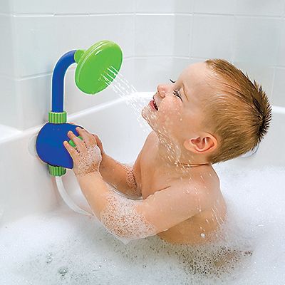 Kid’s Shower Head and Bath Toy: Now kiddos can take a shower just like mom and dad…well, almost. When kiddos push the big star button on this press-and-pump toy showerhead, the water sprinkles down on them. In addition to being just plain fun, this bath toy prepares kiddos for the sensation of taking real showers. Things For Kids, Everything Baby, Running Water, Bath Toys, Shower Head, Future Baby, Future Kids, Baby Fever