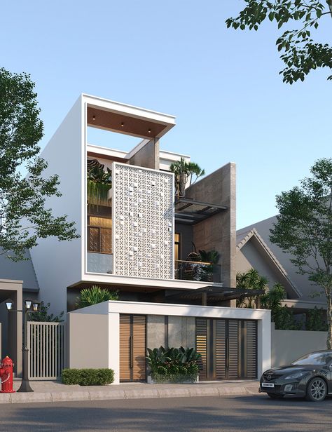 House Structure Design, Home Designs Exterior, Facade Architecture Design, Narrow House, Modern House Facades, House Arch Design, Architect Design House, Modern Exterior House Designs, Elevation Design