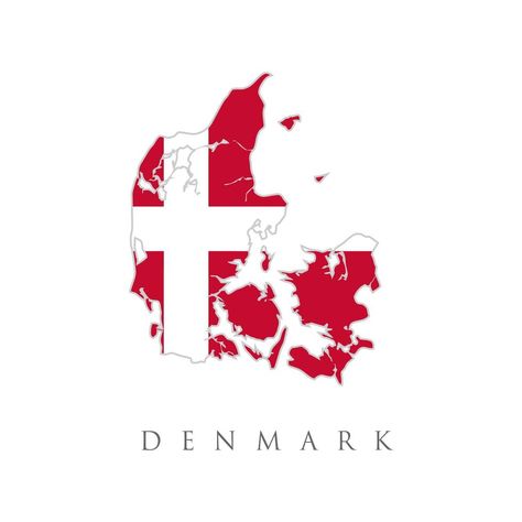 Map Of Denmark With Flag Isolated On White Background. national red and white cross Danish flag. lag of Former Nordic Country of Dano Norwegian Oldenburg Realm Map Of Denmark, World Country Flags, Denmark Map, Danish Flag, Denmark Flag, Map Projects, Book Cover Diy, Nordic Countries, White Cross