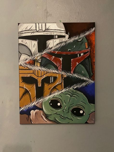 Super Hero Paintings Canvases, Pop Culture Painting Ideas, Star Wars Painting Easy, Star Wars Painting Ideas, Star Wars Art Painting, Superhero Painting, Star Wars Canvas Art, Drawing Elements, Star Wars Painting