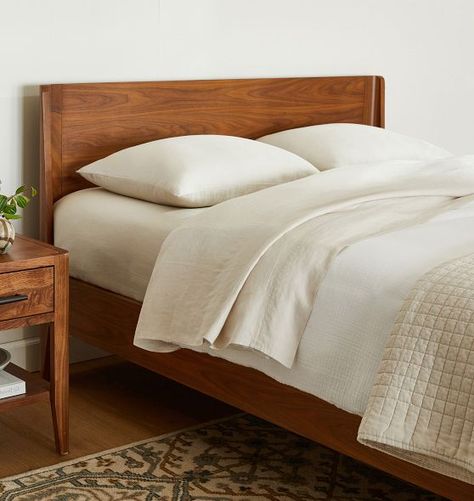 Beds | Rejuvenation Primary Bedroom Ideas Wooden Bed, Dark Wood Bedframe, King Size Bed In Small Bedroom Ideas, Wood Bed Frame Bedroom Ideas, Thuma Bed, Midcentury Bed, Mid Century Bed Frame, Sturdy Bed Frame, Scandinavian Bed