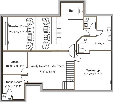 Home Theater Layout Plan, Bloxburg Basement Layout Ideas, Basement Ideas Plan, Home Theater Floor Plan, Home Theatre Plan, Townhouse Ideas Interiors, Basement Design Ideas Layout House Plans, Media Room Floor Plan, Basement Plans Layout Design