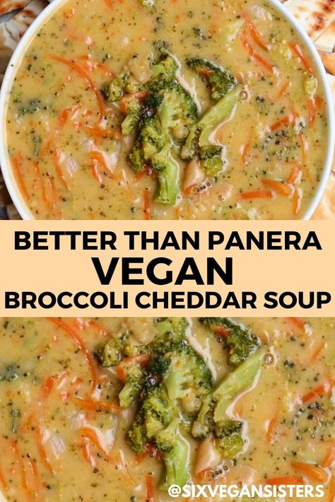 Vegan Broccoli Cheddar Soup, Vegan Diner, Wraps Vegan, Vegan Broccoli, Pasta Vegetariana, Vegan Soup Recipes, Broccoli Cheddar Soup, Tasty Vegetarian Recipes, Cheddar Soup