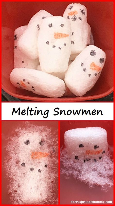 Melting Snowmen -- winter STEM activity using biodegradable packing peanuts Winter Stem Activities, Winter Stem, School Diy Ideas, Melting Snowman, Snowmen Activities, Winter Science, Melting Snowmen, Christmas Science, Preschool Stem