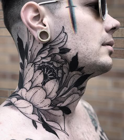 Jayce Wallingford 🎯 (@jaycewallingford) • Instagram photos and videos Flower Neck Tattoo, Full Neck Tattoos, Best Neck Tattoos, Side Neck Tattoo, Throat Tattoo, Neck Tattoos Women, Omerta Tattoo, Skeleton Hand Tattoo, Neck Tattoo For Guys