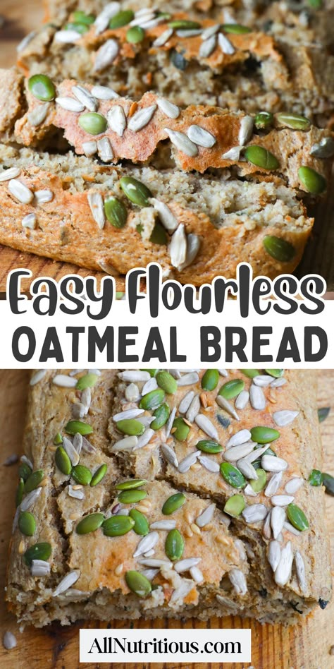 Need easy breakfast ideas to make at home? Try the ultimate healthy twist on traditional bread recipes with this flourless oatmeal bread! Packed with protein and hearty oats, it’s the perfect addition to your high protein diet. Healthy Oatmeal Bread Recipes, Healthy Protein Bread Recipes, Flowerless Bread, Oatmeal Breakfast Bread, Flourless Oatmeal Bread, Flourless Bread Recipes, Healthy Meal Planner, Flourless Bread, Oatmeal Bread Recipe