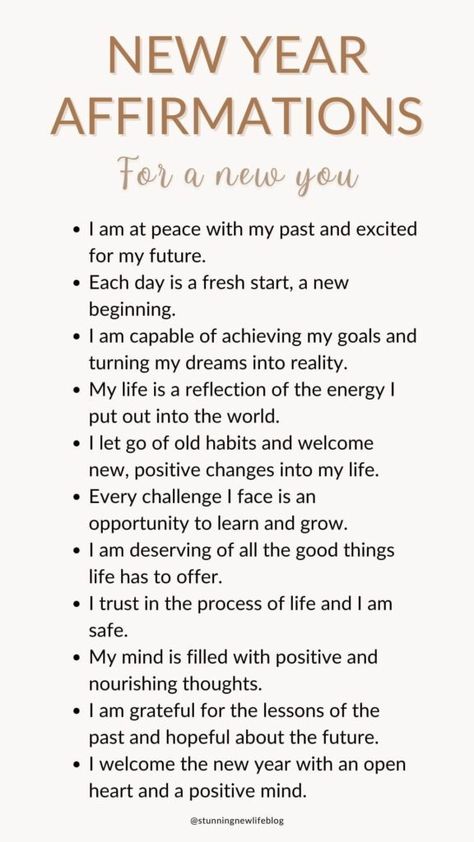 new-year-affirmations-for-a-new-you New Year 2024 Inspiration, New Year’s Eve Affirmations, Manifestations For New Year, Affirmation New Year, How To Manifest For The New Year, New Years Aspirations, Nye Affirmations, Monthly Affirmations January, 2024 Year Quotes