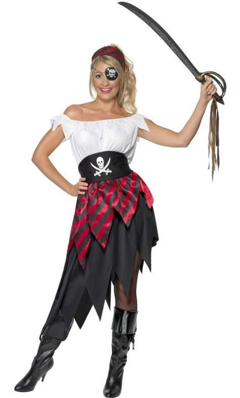 How to make your own pirate costume in 10 easy steps. #DIY #Halloween #Costume #pirate Pirate Party Costume, Pirate Fancy Dress, Pirate Girl Costume, Wench Costume, Girl Pirate, Pirate Costume Diy, Disney Cruises, Pirate Costumes, Pirate Dress