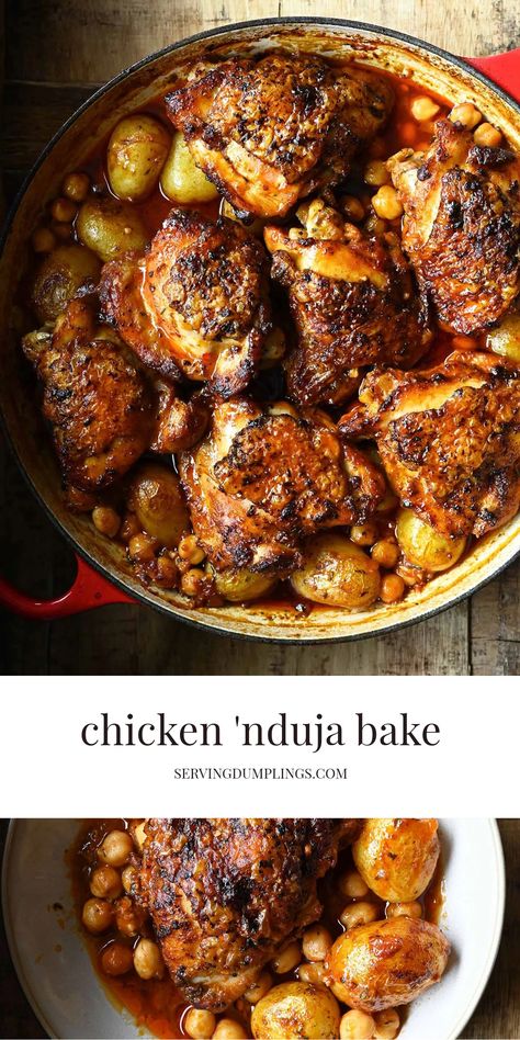 Recipes Using Nduja, Tangine Chicken Recipe, Nduja Recipe Dishes, Week Dinner Menu Ideas, Traybake Recipes Dinner, Buttermilk Recipes Dinner, 5 Course Meal Menu Ideas, Italian Recipes Chicken, Sunday Meal Ideas