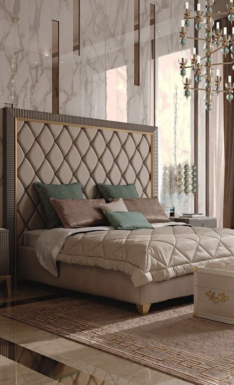 New Trend and Modern Bedroom Design Ideas for 2020 Part 20 ; bedroom design ideas; bedroom design inspiration; bedroom design 2020; bedroom decor ideas; bedroom furniture; bedroom decor ideas; bedroom furniture sets Bed Headboard Design, Art Deco Bedroom, Tall Headboard, Classic Bedroom, Bedroom Bed Design, Bed Furniture Design, 아파트 인테리어, غرفة ملابس, Headboard Designs