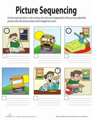 This picture story is all mixed up! Use this worksheet to teach your students how to put plot events in order. Picture Sequencing, Sequencing Words, Story Sequencing Worksheets, Sequencing Pictures, Sequencing Worksheets, Slp Activities, Picture Composition, Story Sequencing, Receptive Language