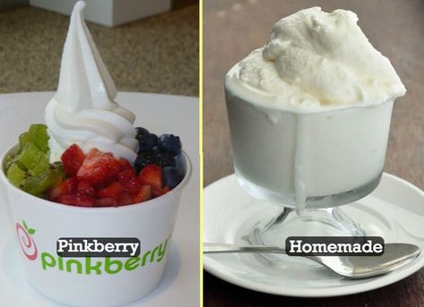 Frozen Yogurt (Pinkberry) Pinkberry Frozen Yogurt, Restaurant Foods, Ice Cream Drinks, Orange Julius, Krispy Kreme, Artichoke Dip, Yogurt Recipes, Spinach Artichoke, Baking Cupcakes