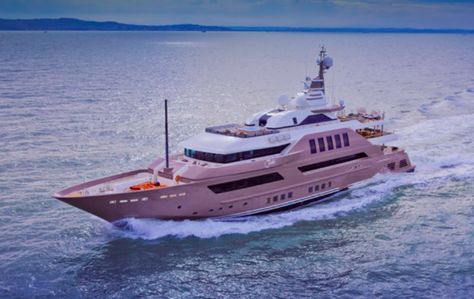 Luxury motor yacht, light pink Yacht Aesthetic, Monaco Yacht, Yatch Boat, Monaco Yacht Show, Yacht Builders, Interior Layout, Pink Truck, Private Yacht, Yacht Interior