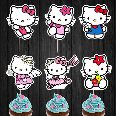 Hello+Kitty+Assorted+Cupcake+Toppers+Digital+Printable+Instant+Download Hello Kitty Toppers, Hello Kitty Cupcake Toppers, Happy 38th Birthday, Happy 38 Birthday, Hello Kitty Diy, Kitty Cupcakes, Me Happy Birthday, Kitty Birthday Party, Hello Kitty Cupcakes