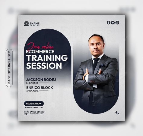 Premium PSD | Online ecommerce training session social media post template Instagram Poster Ideas, Premium Poster Design, Cta Design Ideas, Social Media Poster Design Ideas, Facebook Poster Design, Training Poster Design, Coaching Poster, Event Social Media Post, Social Media Post Design Ideas