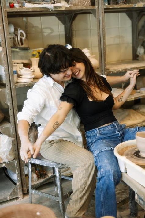 couple-wrapping-around-each-other-laughing-making-pottery-photoshoot-pensacola-and-destination-wedding-photographers Pottery Photoshoot, 30a Wedding, Pensacola Wedding, Making Pottery, Pensacola Florida, Pottery Workshop, Pensacola Beach, Romantic Photos, Full Of Love