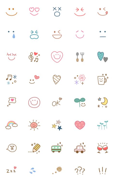 Useful adorable natural emoji 2 – LINE Emoji | LINE STORE Goodnote Stickers, Line Emoji, Emoji 2, Bullet Journal Writing, Bullet Journal Art, Mini Drawings, Bullet Journal Doodles, Cute Easy Drawings, Journal Doodles