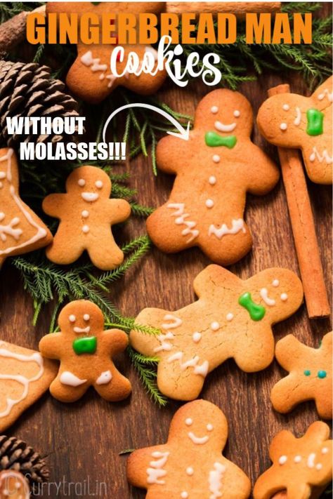 Gingerbread man cookies are classic Christmas cookies that you must have on your Christmas cookie platter. These warm, lightly chewy, sweet, impeccable taste gingerbread man cookies are made without molasses . #gingerbreadcookies #gingerbreadmancookies #Christmascookies #recipe #decorated #easy #packaging #decorations #soft #kids #icing #chewy #Christmas #withoutmolasses Molasses Gingerbread Cookies, Gingerbread Cookies Without Molasses, Molasses Gingerbread, Gingerbread Man Cookie Recipe, Classic Christmas Cookies, Christmas Cookies Packaging, Molasses Recipes, Christmas Delights, Easy Dessert Recipes Quick