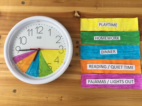 Establish an after school routine with a DIY color-coded alarm clock for kids. After School Schedule, Uppfostra Barn, Kids Alarm Clock, After School Routine, School Routine, Kids Schedule, Routine Chart, School Schedule, Clock For Kids