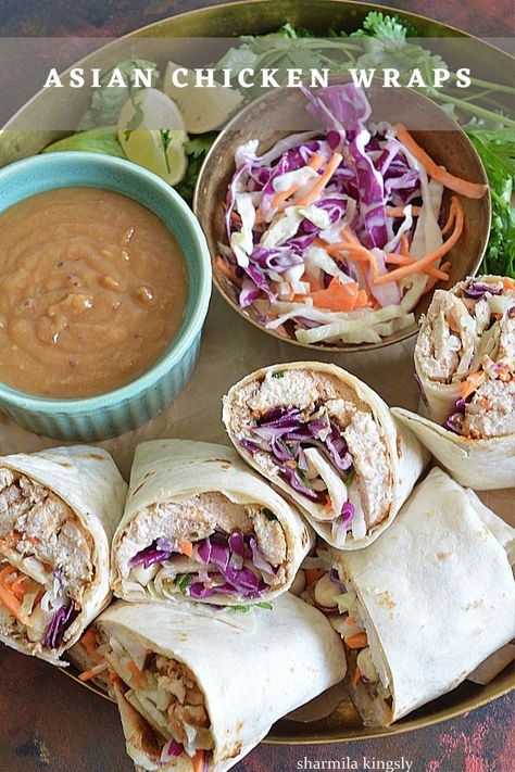 Asian Chicken Wrap Peanut Chicken Wraps, Asian Chicken Wraps, Pita Wrap, Chicken Pita, Chicken Wrap Recipes, Meal Prep Plans, Chicken Wrap, Peanut Chicken, Asian Chicken