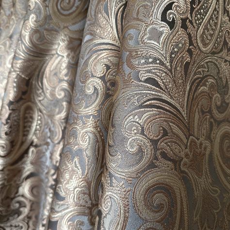 Transform your living room or bedroom with these exquisite Gold Damask Jacquard Curtains. The luxury bohemian pattern adds a touch of elegance to any space, while the custom Victorian floral design brings a timeless charm to your decor. These curtain panels are crafted with rich texture and attention to detail, ensuring a high-quality addition to your home. Choose from several hanging styles such as grommets top, rod pocket, or pencil pleat, allowing you to customize the look to suit your person Luxury Curtains Living Room, Luxury Drapery, Jacquard Curtains, Victorian Curtains, Luxury Bohemian, Damask Patterns, Elegant Draperies, Classic Curtains, Bedroom Victorian