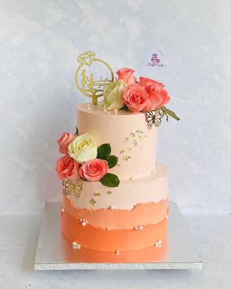 Cake Floral Decoration, 4 Kg Cake Design, Two Tier Simple Cake, Engagement Cakes 2 Tier, Two Tier Anniversary Cake Designs, Two Tier Cake Designs Simple, 2tier Cake Design, Two Tier Cake Wedding, Cake Design For Engagement