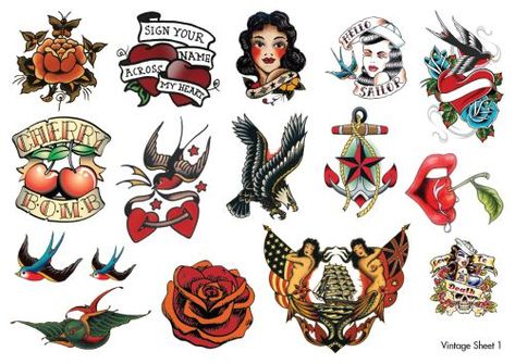 Temporary Tattoos Rockabilly Try Before Committing Amazing Raymond Rockabilly Tattoos, Vintage Tattoo Art, Rockabilly Tattoo, Sailor Tattoos, Vintage Tattoo Design, Sailor Jerry Tattoos, Herz Tattoo, Retro Tattoos, Japanese Dragon Tattoos