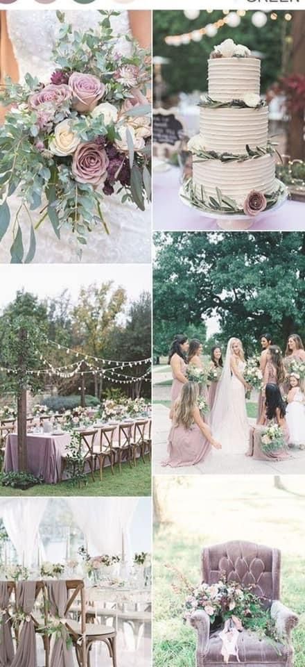 Mauve And Green Wedding, March Wedding Colors, Champagne Towers, Mauve And Green, Rustic Wedding Colors, Curvy Wedding, Best Wedding Colors, Mauve Wedding, March Wedding