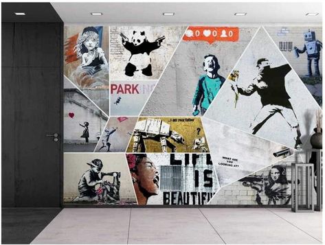 Urban Playground, Large Wall Murals, Banksy Art, Creative Walls, Removable Wall Murals, Motivational Wall Art, Creative Wall, Art Series, Removable Wall