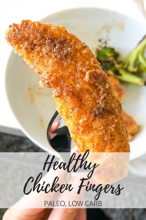 Paleo Chicken Fingers, Healthy Chicken Fingers, Homemade Chicken Fingers, Paleo Lunches, Chicken Fingers Baked, Chicken Finger Recipes, Low Fat Chicken, Chicken And Chips, Chicken Ideas