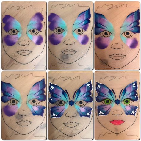 Diy Face Paint, Animal Face Paintings, Face Painting Tips, Butterfly Face Paint, Girl Face Painting, Face Painting Tutorials, Butterfly Makeup, Butterfly Face, Face Painting Easy