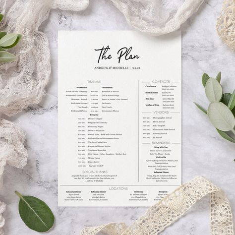 Wedding Schedule Timeline, Wedding Agenda, Party Timeline, Wedding Itinerary Template, Minimalist Details, Party Itinerary, Wedding Day Schedule, Wedding Schedule, Wedding Itinerary