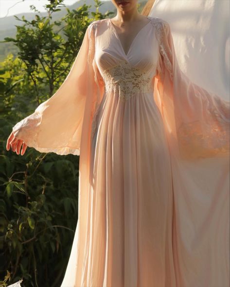 Pretty Night Gowns, White Night Gown Aesthetic, Long Nightgowns For Women, Princess Nightgown Vintage, Medieval Nightgown Princesses, Queen Nightgown, Medieval Sleepwear, Nightgown Aesthetic, Fantasy Nightgown