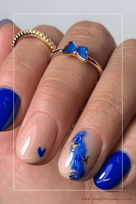 Classy Royal Blue Nails Royal Blue Manicure Ideas, Blue Gel Manicure Designs, Royal Blue And White Nail Ideas, Royal Blue Prom Dress Nail Ideas, Blue French Nails With Design, Royal Blue Nails For Wedding, Cobalt Blue Nail Art, Blue Wedding Nails Ideas, Best Nail Designs Classy